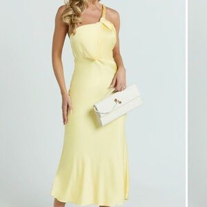 Showpo One Shoulder Dress in Butter Yellow